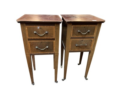 Lot 3168 - A pair of Edwardian inlaid mahogany bedside...