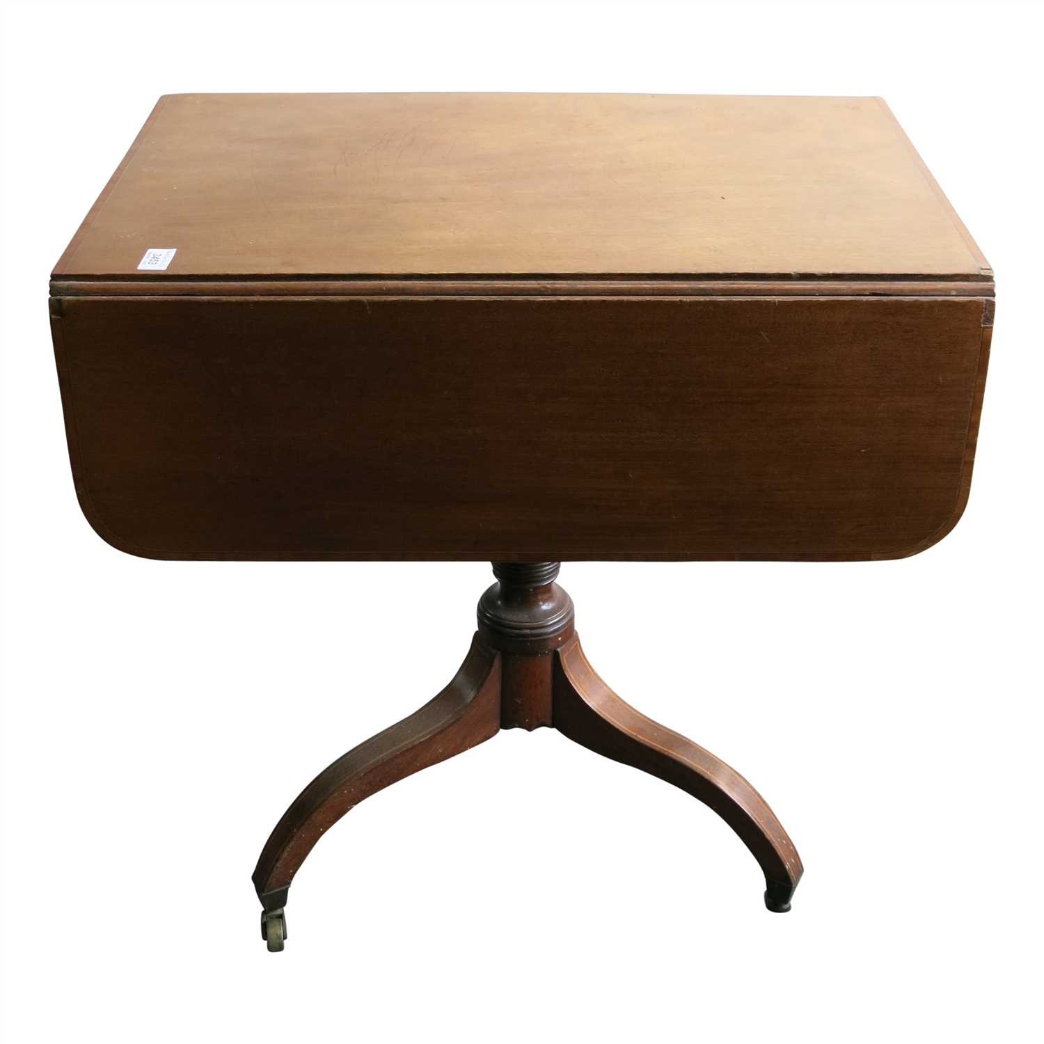 Lot 3453 - A mahogany drop leaf pedestal table, late 19th...