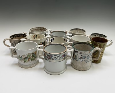 Lot 1024 - Eleven assorted Victorian cider mugs or loving...