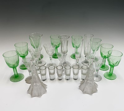 Lot 1032 - A set of eight Art Deco period uranium glass...