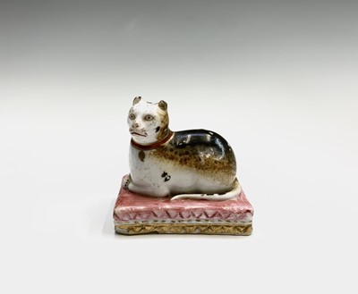 Lot 1034 - A Derby porcelain figure of a cat, circa 1810,...