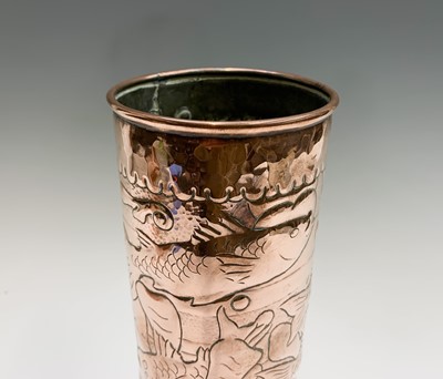 Lot 300 - A Newlyn Circular copper vase, repousse...