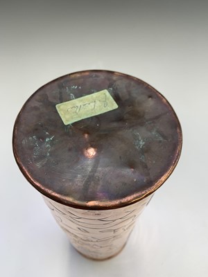 Lot 300 - A Newlyn Circular copper vase, repousse...