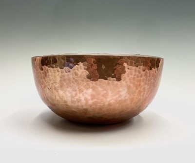 Lot 313 - A Newlyn copper rose bowl and spreader, with...