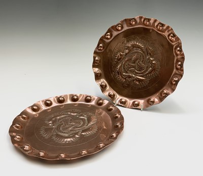 Lot 319 - A pair of Arts and Crafts copper circular...