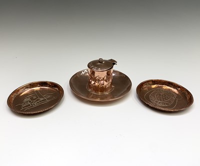 Lot 320 - An Arts and Crafts copper inkwell, with hinged...