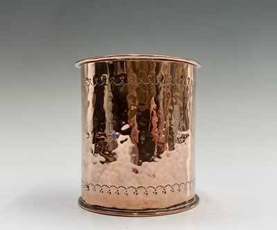 Lot 321 - A Newlyn copper cylindrical tea caddy, the...