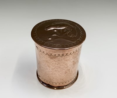 Lot 321 - A Newlyn copper cylindrical tea caddy, the...