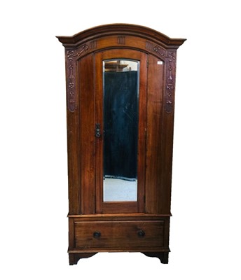 Lot 3198 - An Art Nouveau mahogany wardrobe, with a...