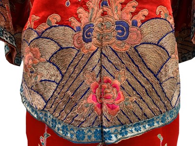 Lot 74 - A Chinese silk embroidered summer jacket and...