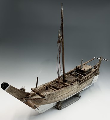 Lot 336 - A middle Eastern hardwood model of a sailing...