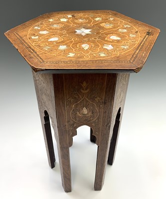 Lot 1065 - A Damascus inlaid mahogany occasional table,...