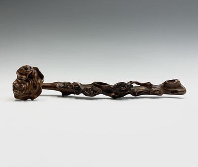 Lot 228 - A Chinese carved wood rui sceptre, length 29.5.