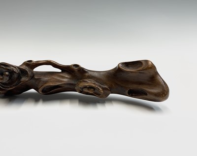 Lot 228 - A Chinese carved wood rui sceptre, length 29.5.