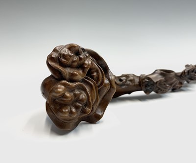 Lot 228 - A Chinese carved wood rui sceptre, length 29.5.