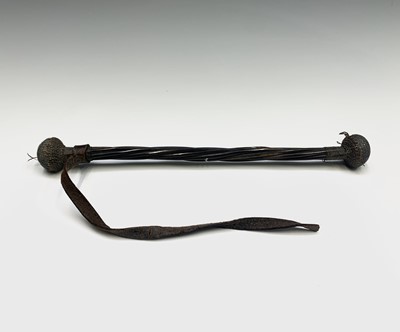 Lot 1066 - An African horn cosh, with wicker and metal...