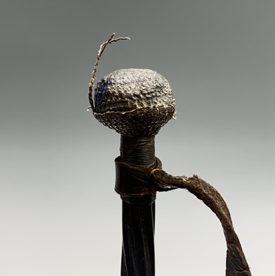 Lot 1066 - An African horn cosh, with wicker and metal...