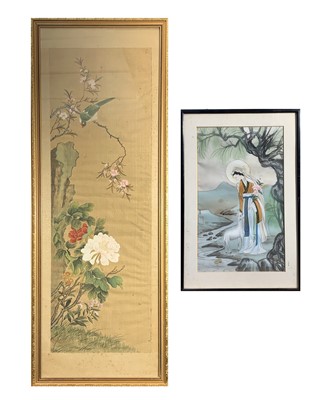Lot 237 - Two Chinese paintings on silk, 20th century,...