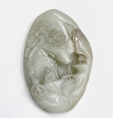 Lot 25 - A Chinese pale celadon jade boulder, 18th/19th...