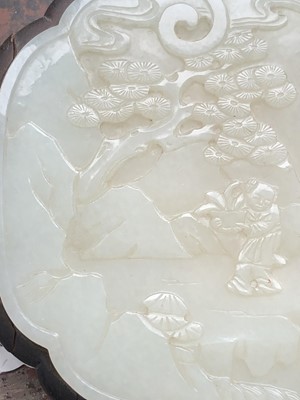 Lot 8 - A Chinese carved jade and hardwood table...