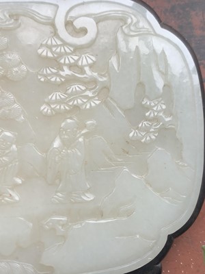 Lot 8 - A Chinese carved jade and hardwood table...