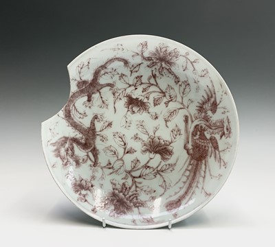 Lot 250 - A Chinese iron-red porcelain plate, 19th...