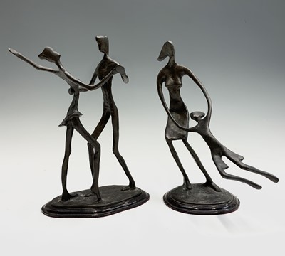 Lot 365 - A contemporary bronze sculpture of a couple...