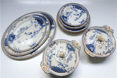 Lot 970 - A blue and white 'Manchu' part-dinner service...