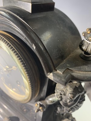 Lot 2923 - A 19th century French black slate mantel clock,...