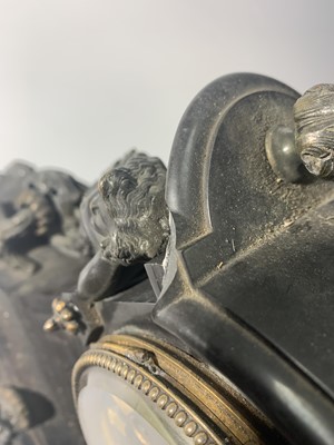 Lot 2923 - A 19th century French black slate mantel clock,...
