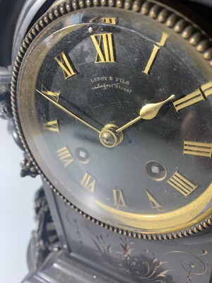Lot 2923 - A 19th century French black slate mantel clock,...