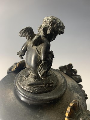 Lot 2923 - A 19th century French black slate mantel clock,...
