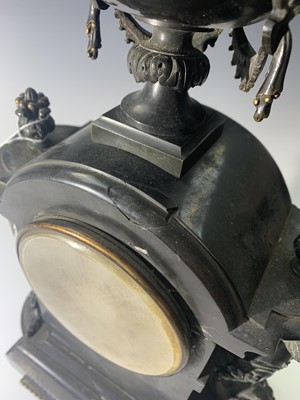 Lot 2923 - A 19th century French black slate mantel clock,...