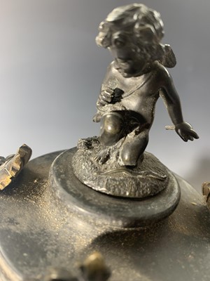 Lot 2923 - A 19th century French black slate mantel clock,...