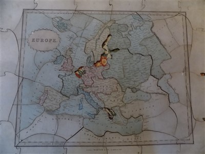 Lot 565 - JIGSAW MAP. 'Dissected Map of Europe.' hand...