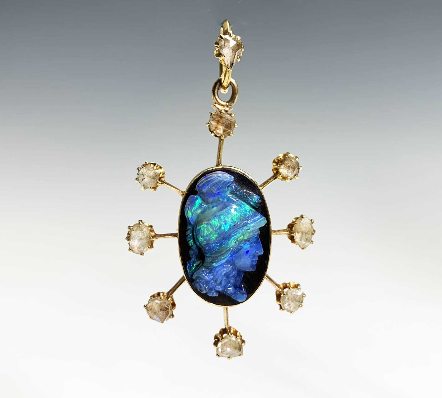 Lot 145 - An opal cameo pendant in the manner of Wilhelm...