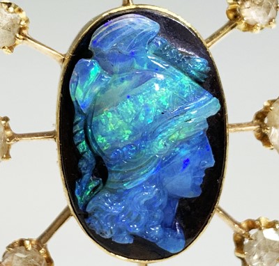 Lot 145 - An opal cameo pendant in the manner of Wilhelm...