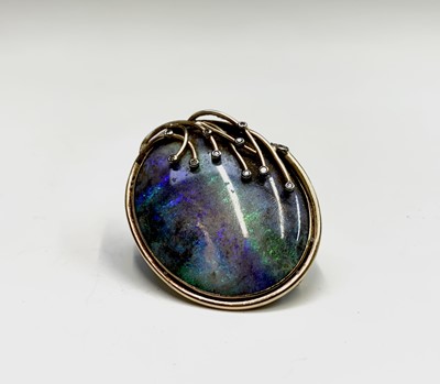 Lot 74 - A contemporary oval opal brooch, set in 9ct...