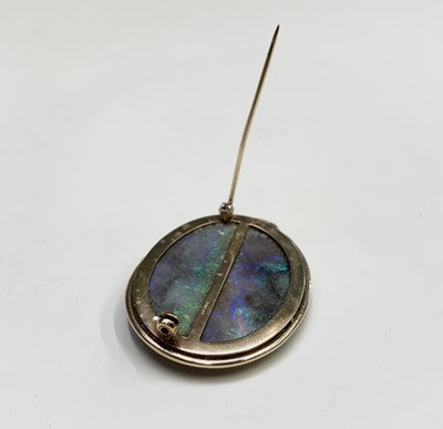 Lot 74 - A contemporary oval opal brooch, set in 9ct...