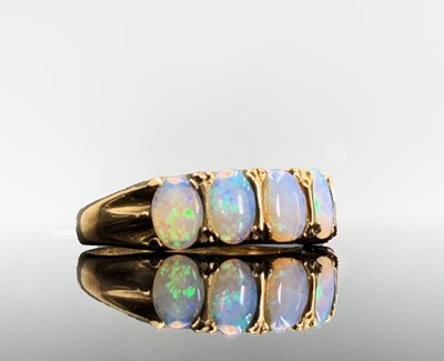 Lot 358 - A 9ct gold five stone Victorian style opal...