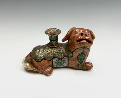 Lot 247 - A Chinese Canton porcelain lion dog...