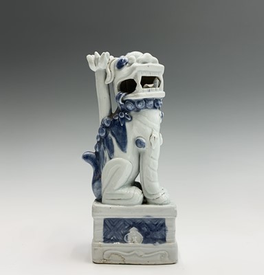 Lot 249 - A Chinese blue and white porcelain dog of fo,...