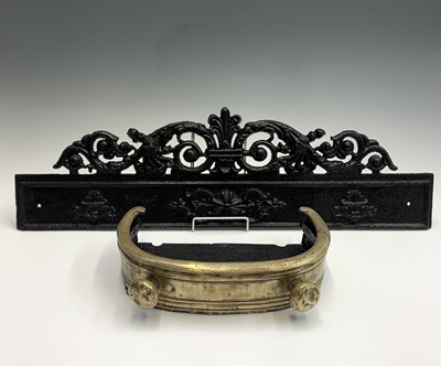 Lot 475 - A Victorian brass and wrought iron ash pan,...