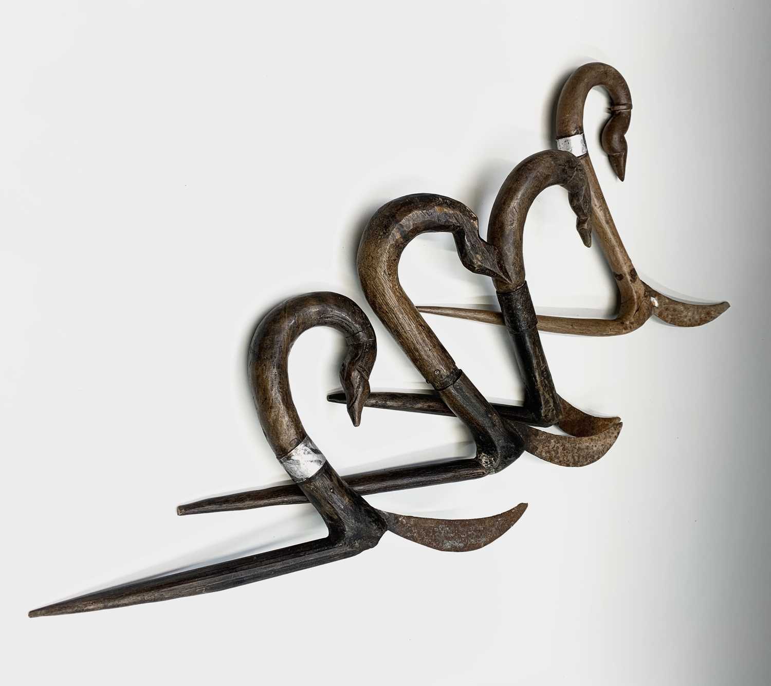 Lot 263 - Four assorted Chinese provincial rice scythes,...