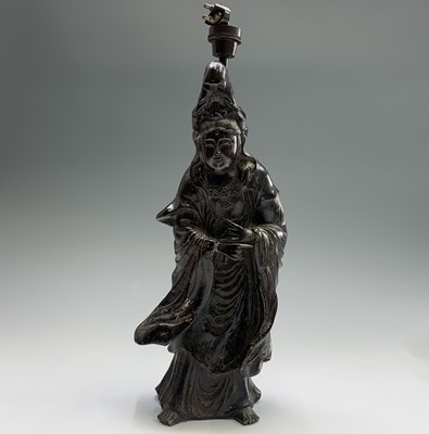 Lot 266 - A Chinese bronze figure of Guanyin, 19th...