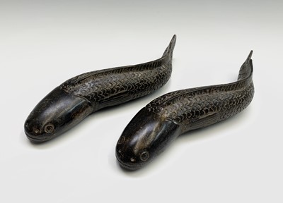 Lot 269 - Two Chinese bronze models of fish, length 22cm.