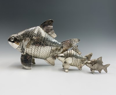 Lot 280 - A Chinese silver plated articulated model of a...