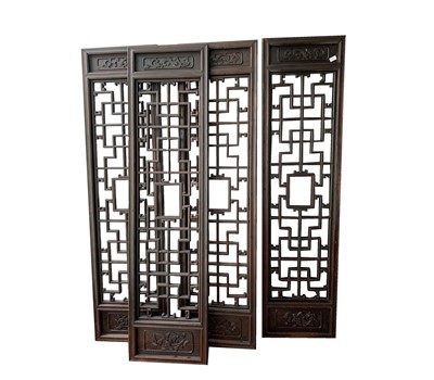 Lot 259 - A Chinese carved wood screen, 19th century,...