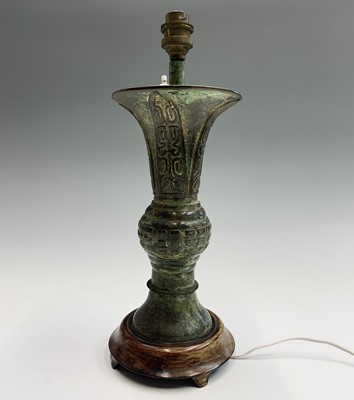 Lot 290 - A Chinese archaic style bronze gu vase,...