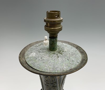 Lot 290 - A Chinese archaic style bronze gu vase,...